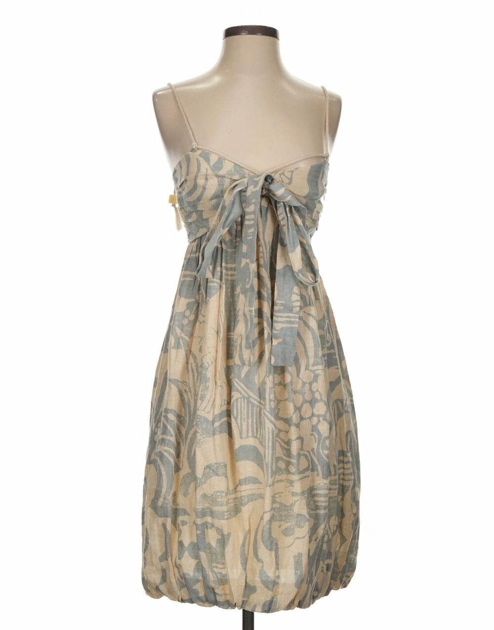 Vintage Stella McCartney Gray and Beige Silk Tie-Waist Dress Sz. IT 38/US 2